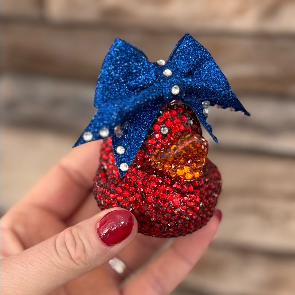 Red and Blue Rhinestone Duck with Bow